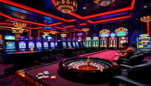 Experience thrilling gameplay at GO88 with vibrant casino tables and engaging slot machines.