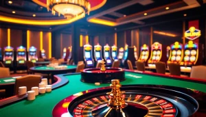 Experience thrilling casino excitement at https://kjc.football/ with vibrant roulette wheels and poker chips.