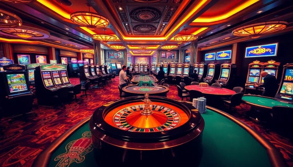 Players enjoying a thrilling time at XX88 casino tables with vibrant games.