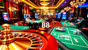 Experienced players enjoying the excitement of MM88Bet with vibrant casino elements.