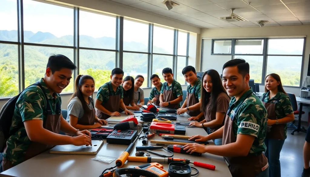 Engaged students in hawaii trade schools participating in hands-on vocational training in a vibrant setting.