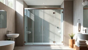 Showcasing elegant glass shower doors with a sleek design in a modern bathroom.