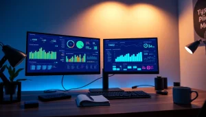 Infosec dashboard with real-time analytics on a modern workstation.