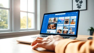 Explore onlyfans promotion tools through a creator's engaging digital workspace filled with analytics and vibrant visuals.