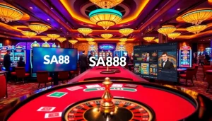 Experience the excitement of SA88 online casino with vibrant gaming elements and a professional atmosphere.