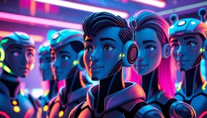 Vibrant digital artwork of customizable nsfw character ai avatars in a futuristic virtual setting.
