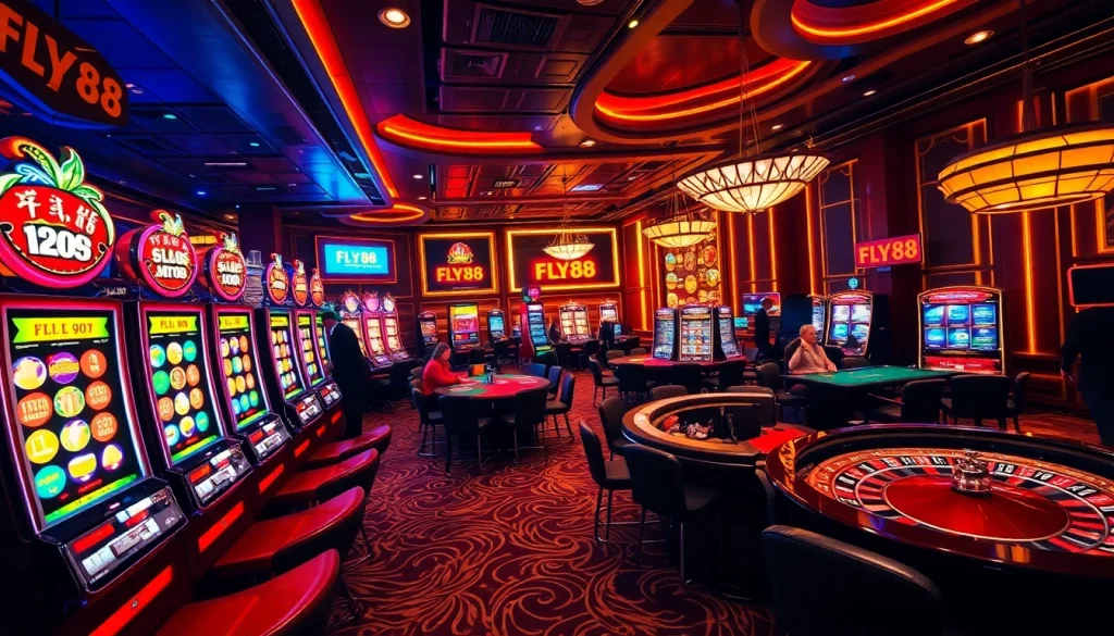 Engaging scene of FLY88 trang chủ with vibrant casino tables and players immersed in the gaming action.