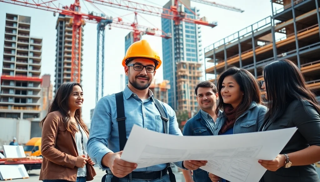 Manhattan Commercial General Contractor overseeing a construction project with a collaborative team.