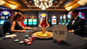 Experience winning hands at MM 88 poker tables in a luxurious casino environment.
