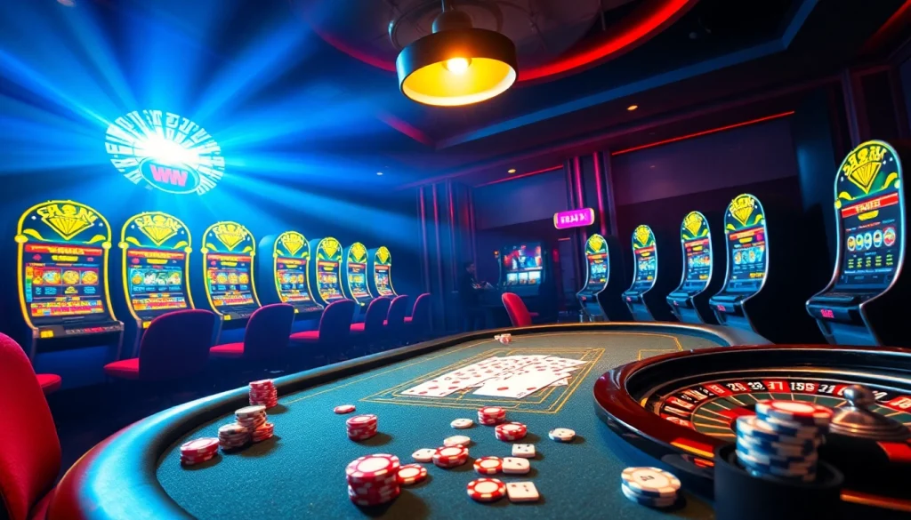 Experience the thrill of 88xx win with colorful casino chips and vibrant gaming tables.