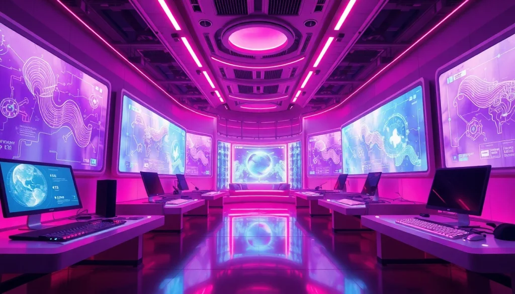 Futuristic digital landscape representing the best nsfw ai platforms with engaging interfaces and ambient lighting.