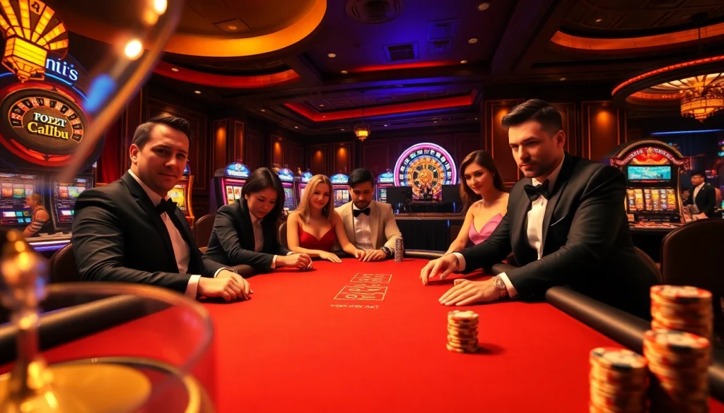 Exciting poker action at a luxurious casino table featuring 222bd elements and vivid gambling visuals.