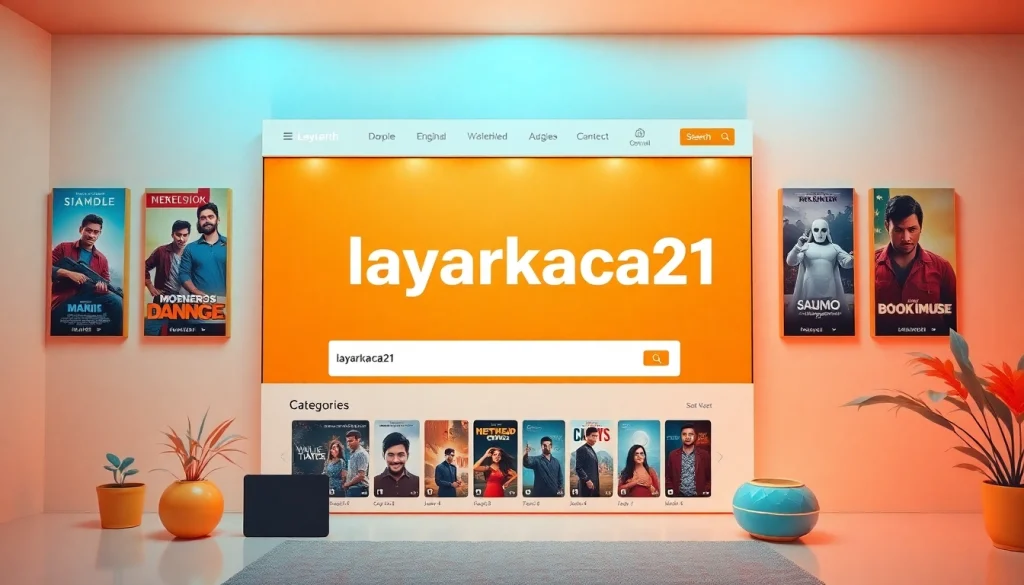layarkaca21 film streaming website interface with vibrant movie posters