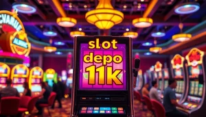 Memenangkan slot depo 1k di mesin slot yang cerah dan meriah, menunjukkan suasana kasino yang ramai.