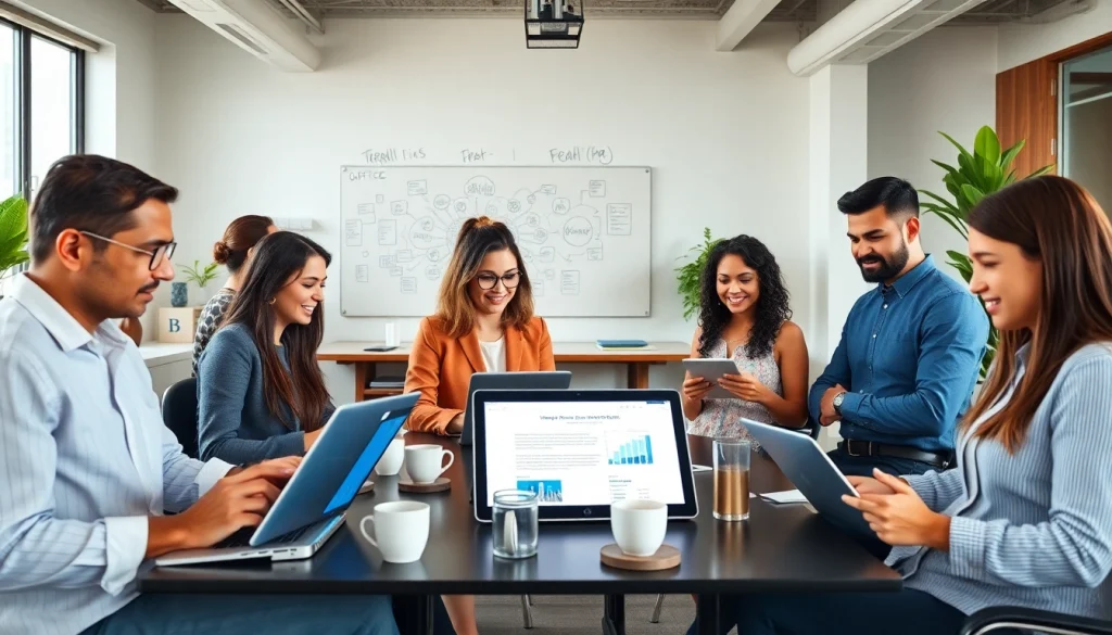 展示 WPS Office 办公软件提升生产力的 wps官网 动态办公协作场景。