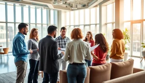 Engaged stakeholders in a meeting on construction advocacy carolinas, reviewing plans and fostering collaboration.