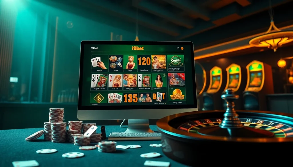 Experience thrilling gambling excitement with i9bet's vibrant online gaming interface and casino elements.