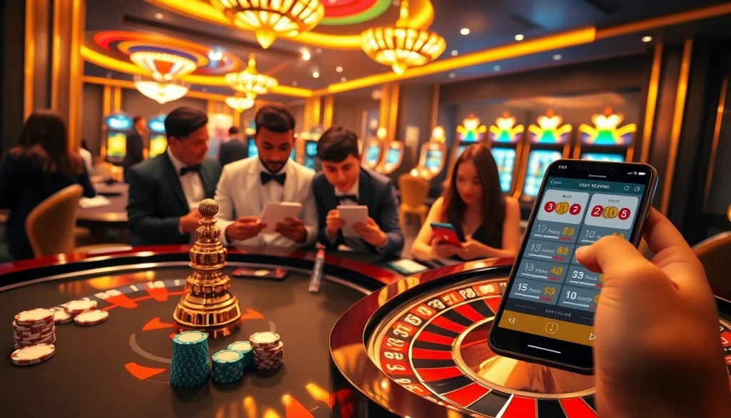 Players enjoying Game Bài VMAX 2026 with strategic moves at a vibrant online casino.