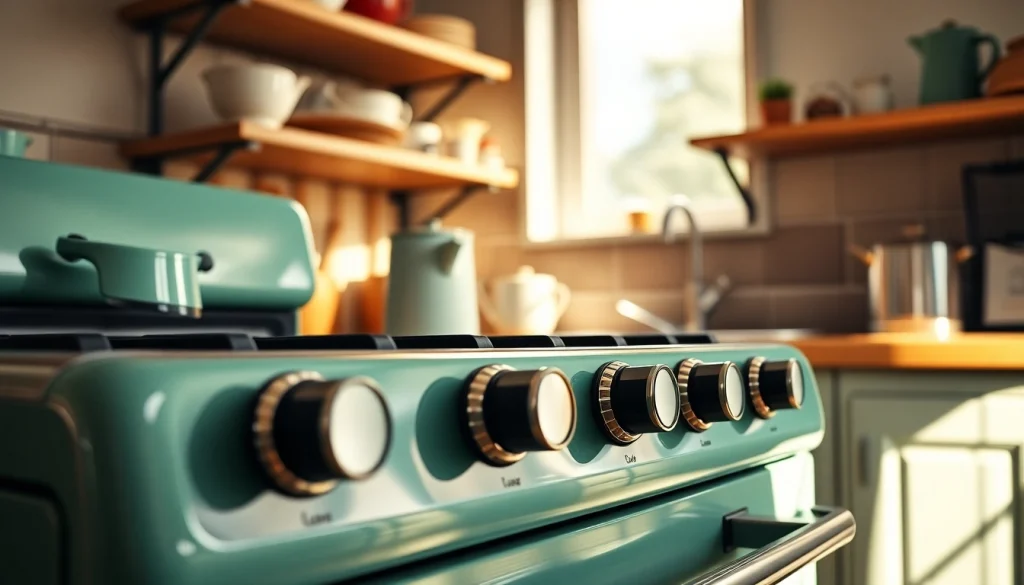 Retro Oven radiating vintage charm in a warm, inviting kitchen atmosphere.