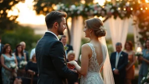 Carmel wedding photography showcasing a couple exchanging vows in a stunning outdoor setting.