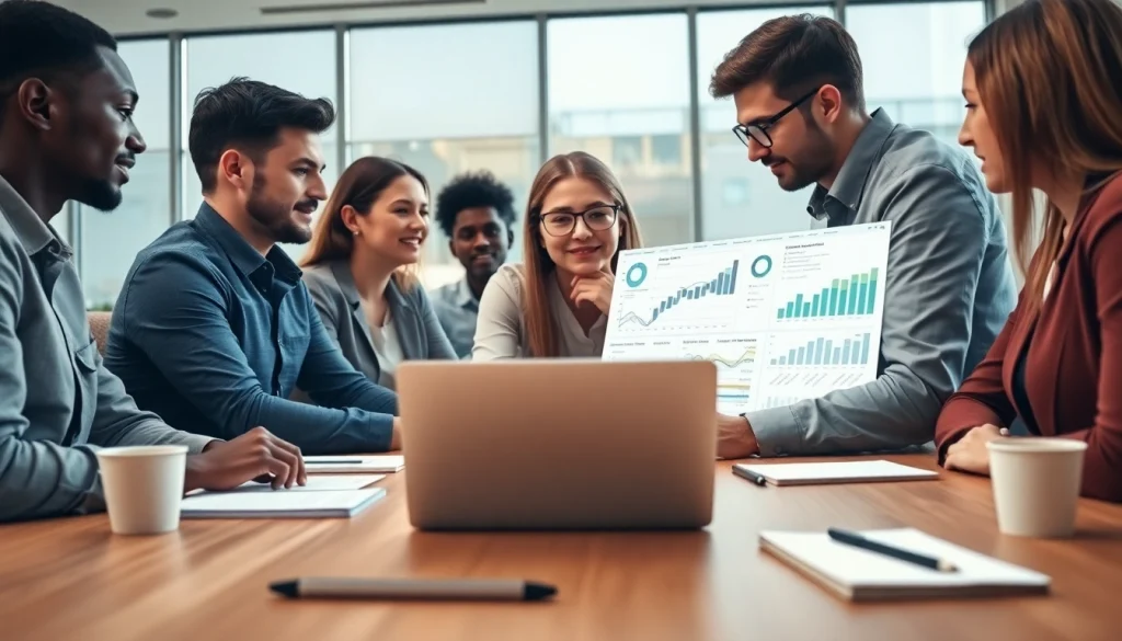 Assessing SEO performance metrics in a collaborative office setting.