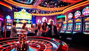 Rayakan kemenangan di www.dalessouthlakepharmacy.com/transfer-prescription dengan mesin slot kasino yang penuh warna dan penjudi yang gembira.