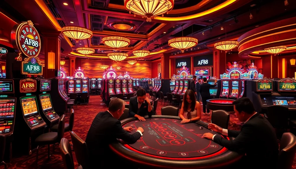 Players enjoying diverse gambling options at AF88 casino with vibrant games.