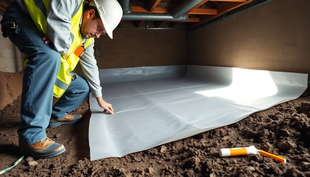 Experience seamless Vapor Barrier Installation in a professional crawl space setting.