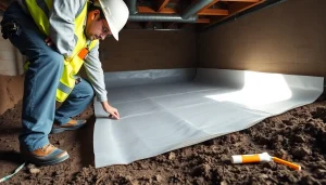 Experience seamless Vapor Barrier Installation in a professional crawl space setting.
